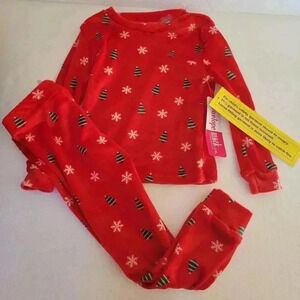 Pajamas Red Winter Snowflake 2 Piece Pants Set Christmas Red White New size  24